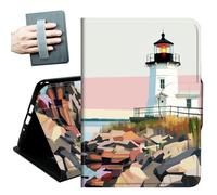 for iPad Pro 12.9 Inch Case 2022/2021/2020(6th/5th/4th Gen),with Hand Straps and Auto Wake/Sleep Leather Slim Multiple Angles Stand Smart Cover for iPad Air 13 inch 2024,Lighthouse