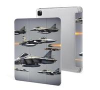 for iPad Pro 12.9 Inch Case 2022/2021/2020(6th/5th/4th Gen) with Pencil Holder,Aircraft Fighter Jetsprinted Silicone Slim Trifold Stand Smart Protective Case with Auto Wake/Sleep