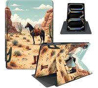 for iPad Pro 13 Inch Case 2024 (M4), 360° Rotating PU Leather Stand Cover with Auto Sleep/Wake, Multi-Angle Viewing, Shockproof TPU Back, Full Protection, Desert Rider