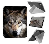 for iPad Pro 13 Inch Case M4 2024 7th Generation,Shockproof Clear with Pencil Holder Folding Y Shape Stand Cover for iPad Pro 13 Inch M4 2024 7th Gen,Yellow Wolf Eyes