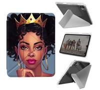 for iPad Pro 13 Inch Case M4 2024 7th Generation,Shockproof Clear with Pencil Holder Folding Y Shape Stand Cover for iPad Pro 13 Inch M4 2024 7th Gen,Women Black Queen