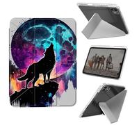 for iPad Pro 13 Inch Case M4 2024 7th Generation,Shockproof Clear with Pencil Holder Folding Y Shape Stand Cover for iPad Pro 13 Inch M4 2024 7th Gen,Planet Wolf