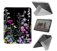 for iPad Pro 13 Inch Case M4 2024 7th Generation,Shockproof Clear with Pencil Holder Folding Y Shape Stand Case for iPad Pro 13 Inch M4 2024 7th Gen,Wildflower Plant