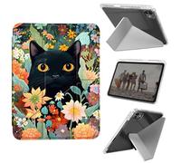 for iPad Pro 13 Inch Case M4 2024 7th Generation,Shockproof Clear with Pencil Holder Folding Y Shape Stand Cover for iPad Pro 13 Inch M4 2024 7th Gen,Cute Black Cat in Garden
