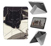 for iPad Pro 13 Inch Case M4 2024 7th Generation,Shockproof Clear with Pencil Holder Folding Y Shape Stand Cover for iPad Pro 13 Inch M4 2024 7th Gen,Cute Black Cat