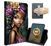 for iPad Pro 13 Inch Case M5 2025/ M4 2024 Slim PU Leather 360 Degree Rotating Multiple Viewing Angles Folio Stand Shell Cover with Hand Strap Auto Wake/Sleep Magnetic Clasp, African American Women