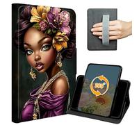 for iPad Pro 13 Inch Case M5 2025/ M4 2024 Slim PU Leather 360 Degree Rotating Multiple Viewing Angles Stand Shell Cover with Hand Strap Auto Wake/Sleep Magnetic Clasp, African American Pretty Women