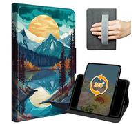 for iPad Pro 13 Inch Case M5 2025/ M4 2024 Slim PU Leather 360 Degree Rotating Multiple Viewing Angles Stand Shell Cover with Hand Strap Auto Wake/Sleep Magnetic Clasp,Mountain Abstract Watercolor Art