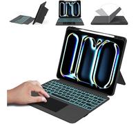 for iPad Pro 13-inch (M4) 2024 Case with Detachable Keyboard : 7 Color Backlit, Smart Touchpad, Vertical Stand, Auto Sleep/Wake up, UK Layout Keyboard Case with Pen Holder for 13" iPad Pro M4 2024