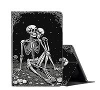 for iPad Pro 9.7 inch Case (6th/5th Generation,2018/2017) iPad Air 2/1st Case,FUYOCWE PU Leather Multi-Angle Slim Stand Flip Smart Cover for iPad 9.7" 6th/5th Gen-Black White Skeleton Halloween
