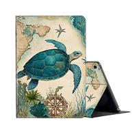 for iPad Pro 9.7 inch Case (6th/5th Generation,2018/2017) iPad Air 2/1st Case,FUYOCWE PU Leather Multi-Angle Slim Stand Flip Smart Cover for iPad 9.7" 6th/5th Gen-Green Sea Turtle on a Map
