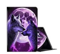 for iPad Pro 9.7 inch Case (6th/5th Generation,2018/2017) iPad Air 2/1st Case,FUYOCWE PU Leather Multi-Angle Slim Stand Flip Smart Cover for iPad 9.7" 6th/5th Gen-Purple Wolves Love Under Moon