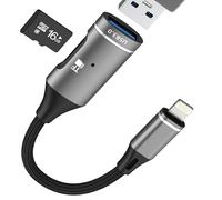 for iPad USB Adapter Micro SD Card Reader for Apple Lightning OTG Cable 3.0 for iPhone 14 13 12 Pro Max Digital Camera Flash Memory TF Transfer Connector Device Converter Compact External Dongle Mouse