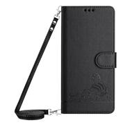 for iPhone 11 Pro Case with Card Holder Lanyard, Embossed Cat Magnetic Back Flip Case for iPhone 11 Pro Wallet Protective Case Phone Case for iPhone 11 Pro black