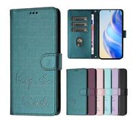 for iPhone 12 mini Case, Shockproof PU Leather Flip Wallet Phone Cases Embossed Smile Protective Cover with Card Holders Magnetic Closure Kickstand for iPhone 12 mini Green