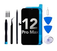 for iPhone 12 Pro Max Screen Replacement Kit, 6.7" LCD Display 3D Touch Digitizer Assembly with Repair Tools and Frame Adhesive (Model A2411/A2342/A2410/A2412)