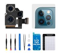 for iPhone 12 Promax Back Camera Replacement 6.7" 12MP Main Rear Camera Lens with Ultra Wide Telephoto Lens OIS HDR Photos 4K Video Connector Fix Repair Tools Kit for 12promax A2342 A2410 A2411 A2412