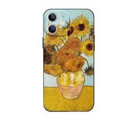for iPhone 12 Sunflower Case, Yellow Pattern Artistic Van Gogh Retro Floral Painting Slim-Fit Phone Cover
