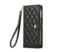 for iPhone 13 Case, iPhone 14 Case, Zipper Wallet Shockproof PU Leather Case for Women Girls with Zip Pocket Magnetic Clasp Viewing Kickstand Card Holder Flip Cover Case for iPhone 13/ 14, Black