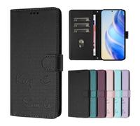 for iPhone 13 mini Case, Shockproof PU Leather Flip Wallet Phone Cases Embossed Smile Protective Cover with Card Holders Magnetic Closure Kickstand for iPhone 13 mini black