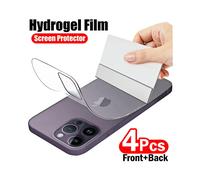 (For iPhone 13 Pro, 4Pcs Back Film) 4Pcs Hydrogel Film For iPhone 11 12 13 14 15 Pro Max Screen Protector For iPhone 6 7 8 Plus X XR XS Max Back Film Not Glass