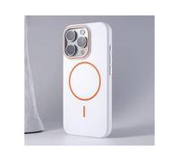 (For iPhone 14 Plus, White) Ultrathin Simple Magsafe Phone Case for Iphone 16 Pro Max 15 Pro 14 13 12 Matte Hit Color Lens Wireless Charging Hard PC Cover