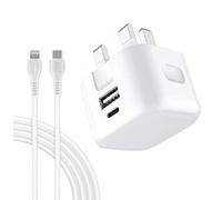 For iPhone 14 Pro Max / 13/12 Mini / 11 / XR/XS / 8/7 / SE Fast Charger 20W Plug with USB-A/C Dual Ports and USB-C Super-Fast Charging Cable for Apple Power Adapter (WHITE)