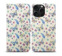 For iPhone 14 Pro Max Phone Case, Leather Flip Wallet Full Body Protection Card Slots Magnetic Kickstand Phone Cover for iPhone 14 Pro Max - Buttefly Meadow