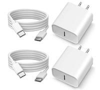 for iPhone 15/16 Charger USB C PD 3.0 25W Wall Charger 2 Pack Fast Charging Type C Charger Block with 6FT 3A Cable for iPhone 15/16 Plus Pro Max iPad 10/Pro Mini 6 Air4/5