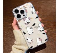 for iPhone 15 Case, Soft and Transparent Ghost Little Flower Bat - Halloween Creative Phone Case that Can Effectively Protect Your Phone (15, Ghost Bat)