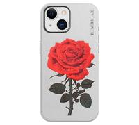 for iPhone 15 Case Unique Artificial Embroidery, Traditional Chinese Craft Military Grade Drop Protection Scratch Resistant with Anti-Fingerprint Phone Case for iPhone 15 Cover Thin Rose (Gray)