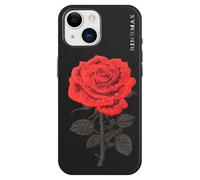 for iPhone 15 Case Unique Artificial Embroidery, Traditional Chinese Craft Military Grade Drop Protection Scratch Resistant with Anti-Fingerprint Phone Case for iPhone 15 Cover Thin Rose (Black)