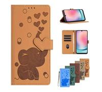 for iPhone 15 Pro Case, Flip PU Leather Embossed Love Elephant Shockproof Wallet Phone Cases Folio Magnetic Protective Cover with Stand Card Holders for iPhone 15 Pro yellow