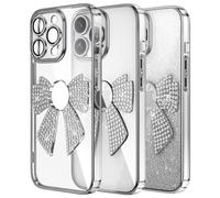 For iPhone 15 Pro Max 6.7" Case, Glitter Diamond Sparkle Butterfly Design Camera Protector Anti-Scratch Shockproof Soft TPU Silicone for Girls Women Cover for iPhone 15 Pro Max KDLButterfly Silver