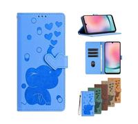 for iPhone 15 Pro Max Case, Flip PU Leather Embossed Love Elephant Shockproof Wallet Phone Cases Folio Magnetic Protective Cover with Stand Card Holders for iPhone 15 Pro Max blue