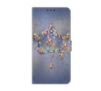 for iPhone 15 Pro Max Case, Premium Leather Painted Wallet Book Flip Stand View Phone Cover with Card Holder Slots Compatible with iPhone 15 Pro Max,Blue flowers