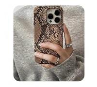 For iPhone 15 Python Snake Skin Leather Case - Shockproof Protective Cover Luxury Slim Half Cover Designer Shockproof Protective Case for Women & Men