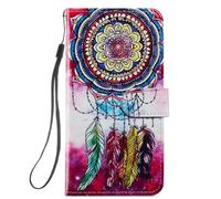 for iPhone 16 Case, 3D Painted Premium Leather Book Shockproof Flip Wallet Case Shock-Absorption Magnetic Closure Card Slots Kickstand Phone Cases for iPhone 16 Dream catcher