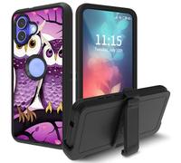for iPhone 16 Case 6.1'', with Swivel Belt Clip Heavy Duty Shockproof TPU Protection Phone Cover for Apple iPhone 16,Pink Owls