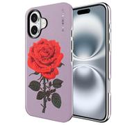 for iPhone 16 Case Unique Artificial Embroidery, Traditional Chinese Craft Military Grade Drop Protection Scratch Resistant with Anti-Fingerprint Phone Case for iPhone 16 Cover Thin Rose (Purple)