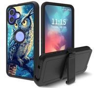 for iPhone 16 Plus Case, with Swivel Belt Clip Heavy Duty Shockproof TPU Protection Phone Cover for iPhone 16 Plus 6.7 inch,Owls and Moon