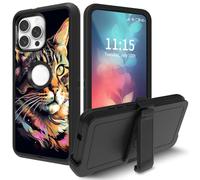 for iPhone 16 Pro Case, with Swivel Belt Clip Heavy Duty Shockproof TPU Protection Phone Cover for iPhone 16 Pro 6.3 inch,Colorful Cats
