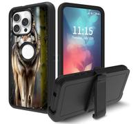 for iPhone 16 Pro Case, with Swivel Belt Clip Heavy Duty Shockproof TPU Protection Phone Cover for iPhone 16 Pro 6.3 inch,Wolves Howling Wild