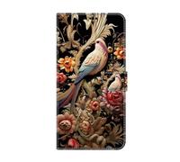 for iPhone 16 Pro Max Case, Premium Leather Painted Wallet Book Flip Stand View Phone Cover with Card Holder Slots Compatible with iPhone 16 Pro Max,Flowers Birds