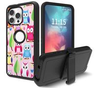 for iPhone 16 Pro Max Case, with Swivel Belt Clip Heavy Duty Shockproof TPU Protection Phone Cover for iPhone 16 Pro Max 6.9 inch 2024,Colorful Owls