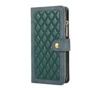 for iPhone 16 Zipper Case for Women Girls 9 Card Holders Purse Shockproof Leather Flip Wallet Handbag Zip Pocket Stand Magnetic with Strap Folio Phone Cover for iPhone 16, green