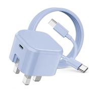 For iPhone 17 16 15 60W USB-C Charger Plug and Cable 60W C to C Fast Charging Charger Cable for iPhone 17 Pro Max 16 Pro Max 15 [Super Fast] [UK Plug] Wall Adapter [AVS DVS PD PPS] (Blue)