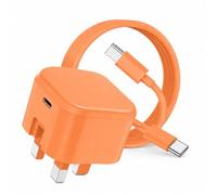 For iPhone 17 16 15 60W USB-C Charger Plug and Cable 60W C to C Fast Charging Charger Cable for iPhone 17 Pro Max 16 Pro Max 15 [Super Fast] [UK Plug] Wall Adapter [AVS DVS PD PPS] (Orange)
