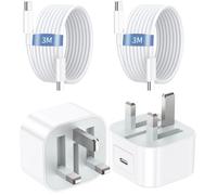for iPhone 17 16 15 Fast Charger 2 Pack 20W USB C Plug Fast Charge with 3M USBC Cable UK Compatible with iPhone 17/16/16 Plus/16 Pro/16 Pro Max/15/15 Plus/15 Pro/15 Pro Max, iPad Pro/Air/Mini/11th/10