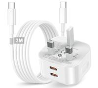 for iPhone 17 16 15 Fast Charger, 20W Dual Ports USB C Charger Fast Charging with USB C Cable 3M Lead, Type C Adapter Plug for New iPhone 17/17Pro Max/17Air/16e/16 Plus/16 Pro/16 Pro Max/15/15 Pro Max